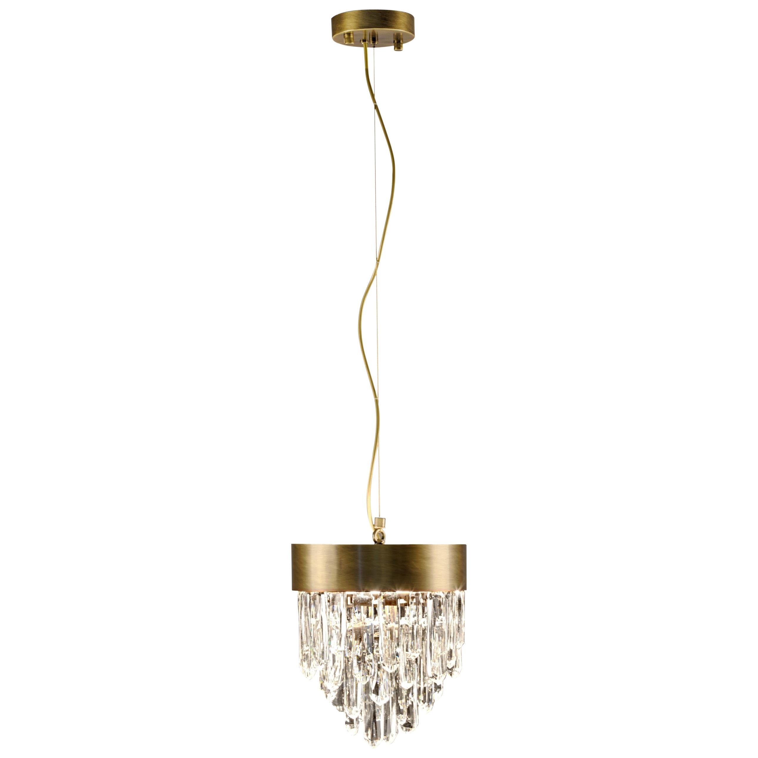 Naicca Pendant Light in Brushed Brass & Quartz For Sale