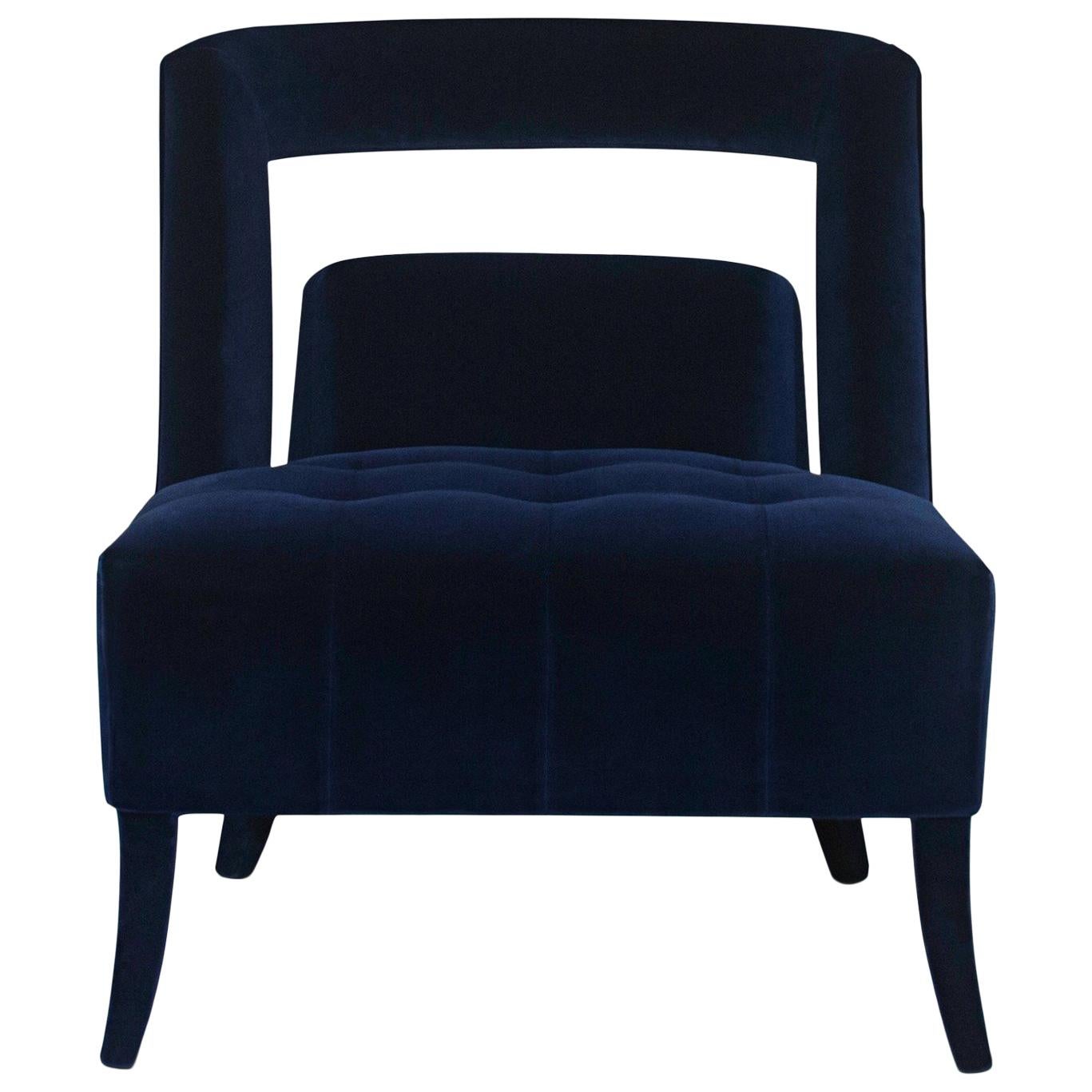 Rukay Armchair in Cotton Velvet and Fully Upholstered Legs For Sale at