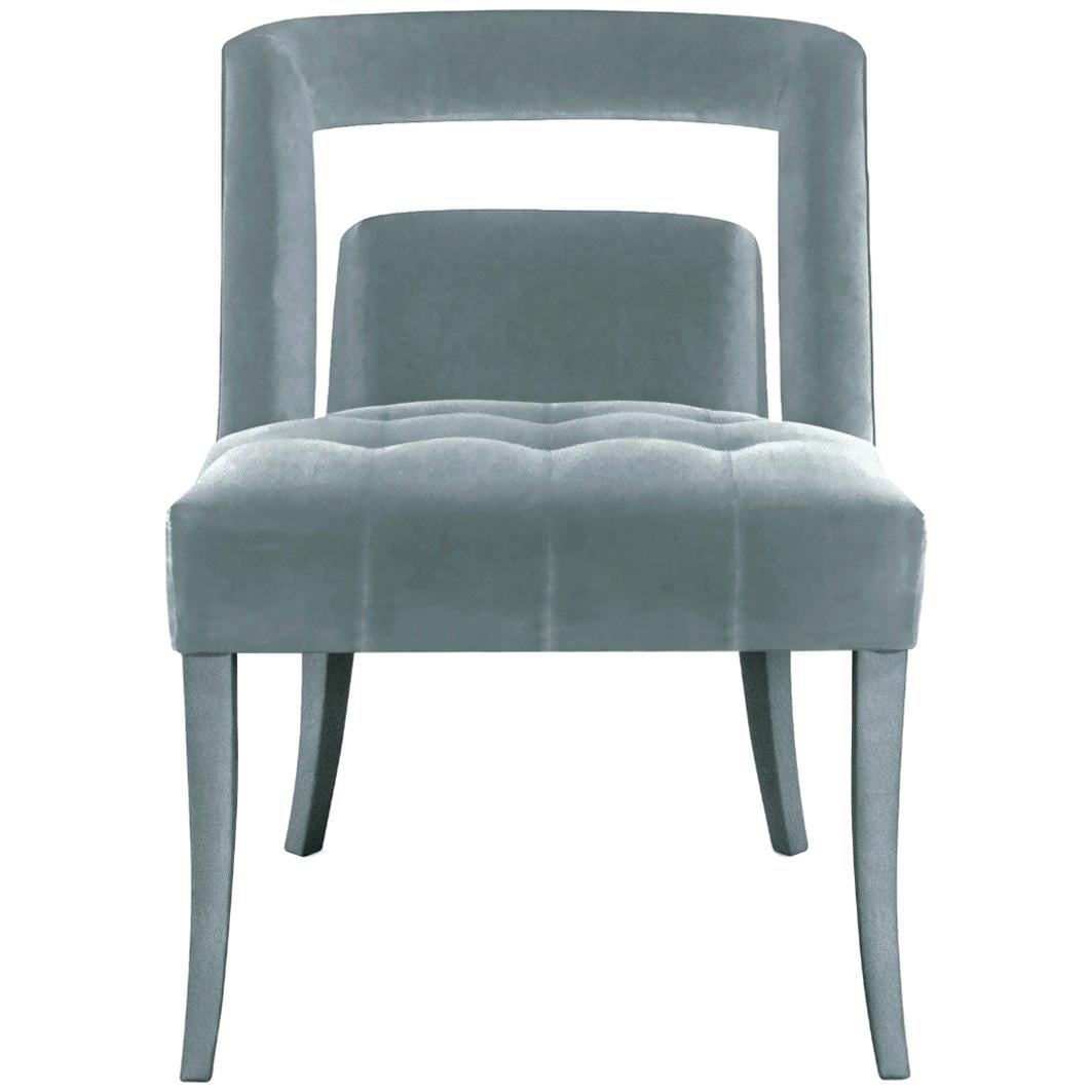 Naj Dining Chair in Cotton Velvet and Nickeled Nails by Brabbu For Sale