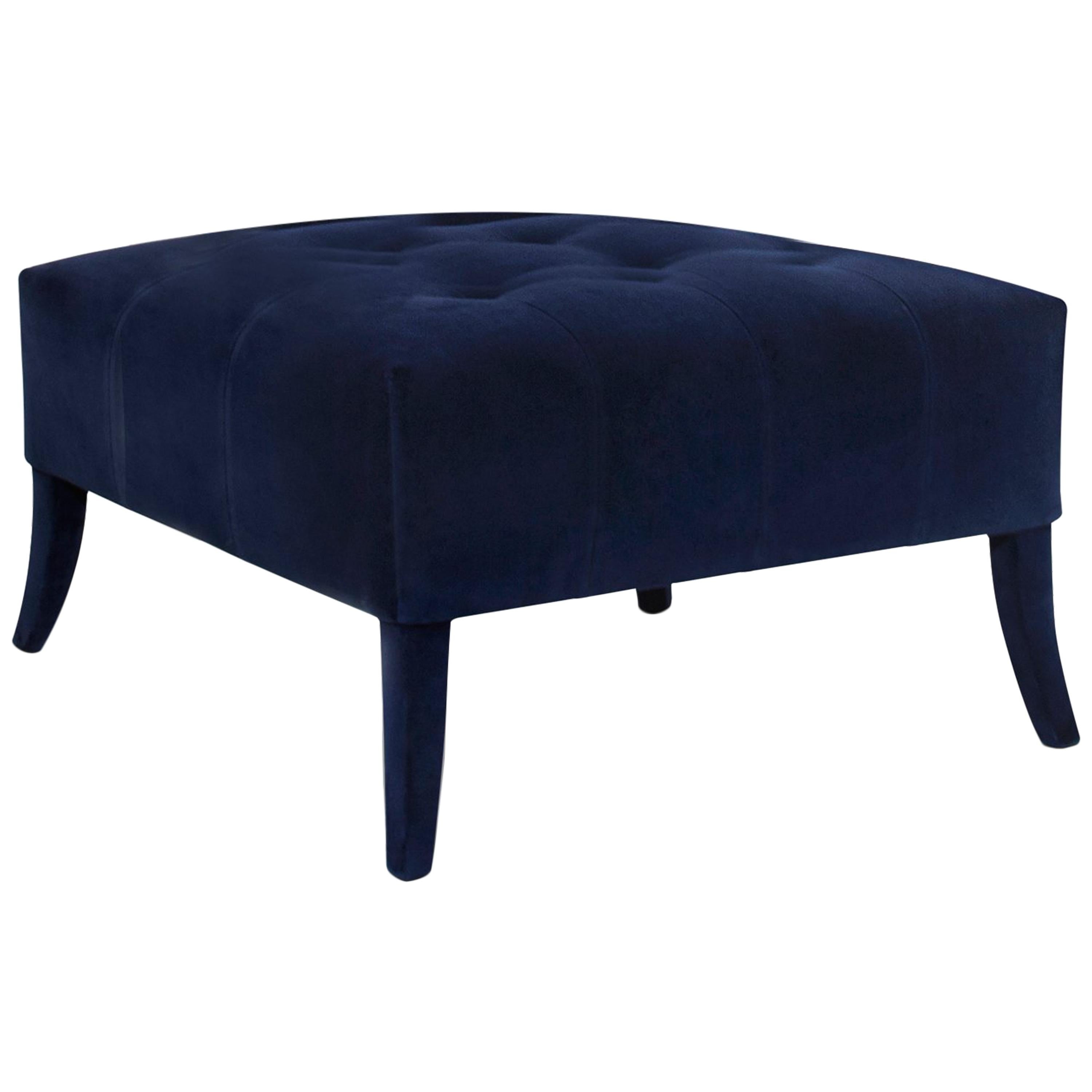 Naj Ottoman in Cotton Velvet And Glossy Aged Brass Details by Brabbu For Sale