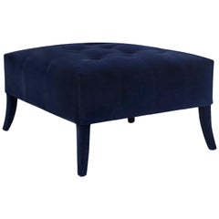 Naj Ottoman in Cotton Velvet And Glossy Aged Brass Details by Brabbu