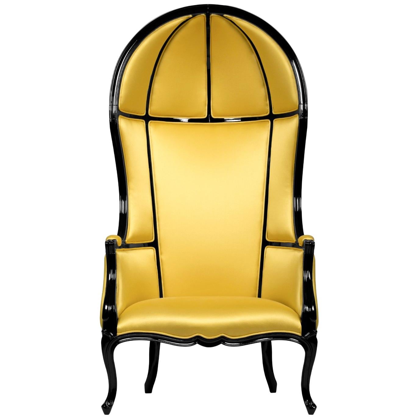 Namib Armchair in Satin with Black Lacquer Frame For Sale