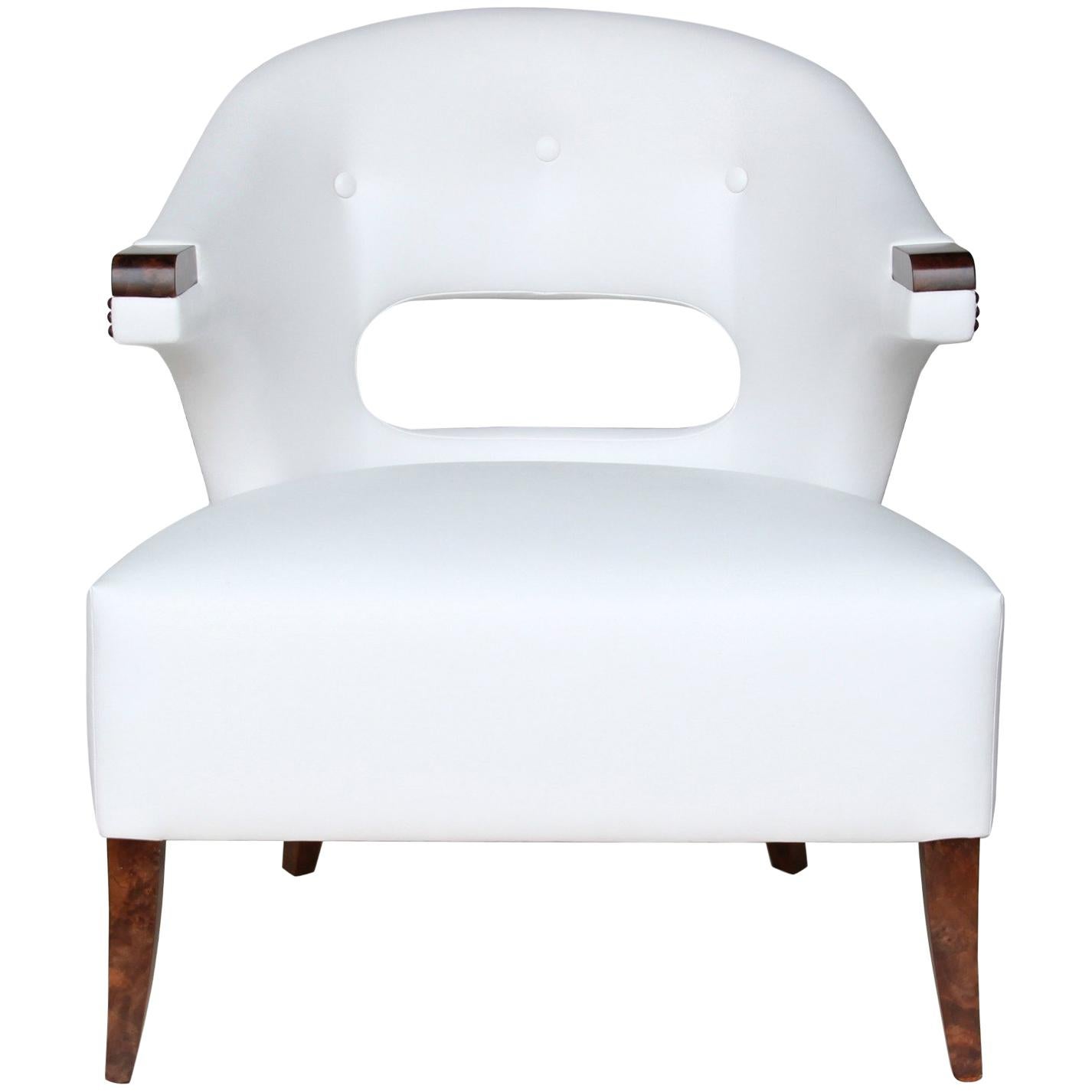 Nanook Armchair in Faux Leather with Wood Detail