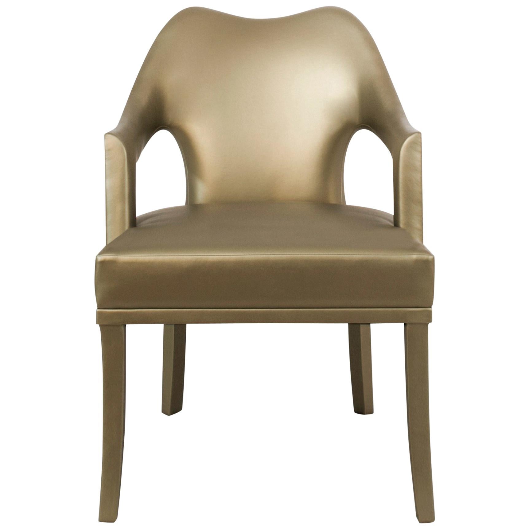 Nº 20 Dining Chair in Faux Leather With Aged Brass Nails by Brabbu For Sale
