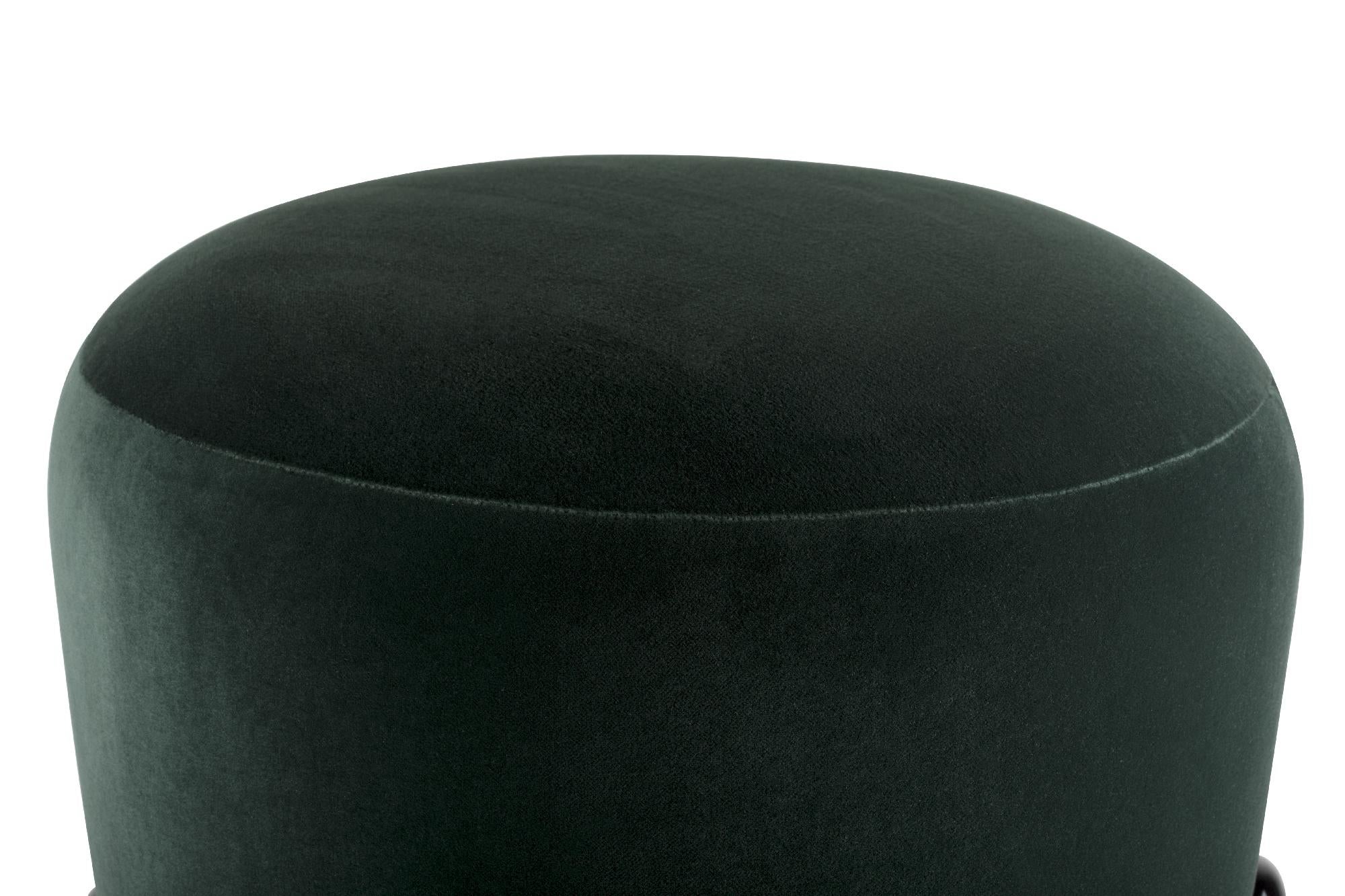 Noaki Stool in Velvet with Black Lacquer Base In New Condition For Sale In New York, NY