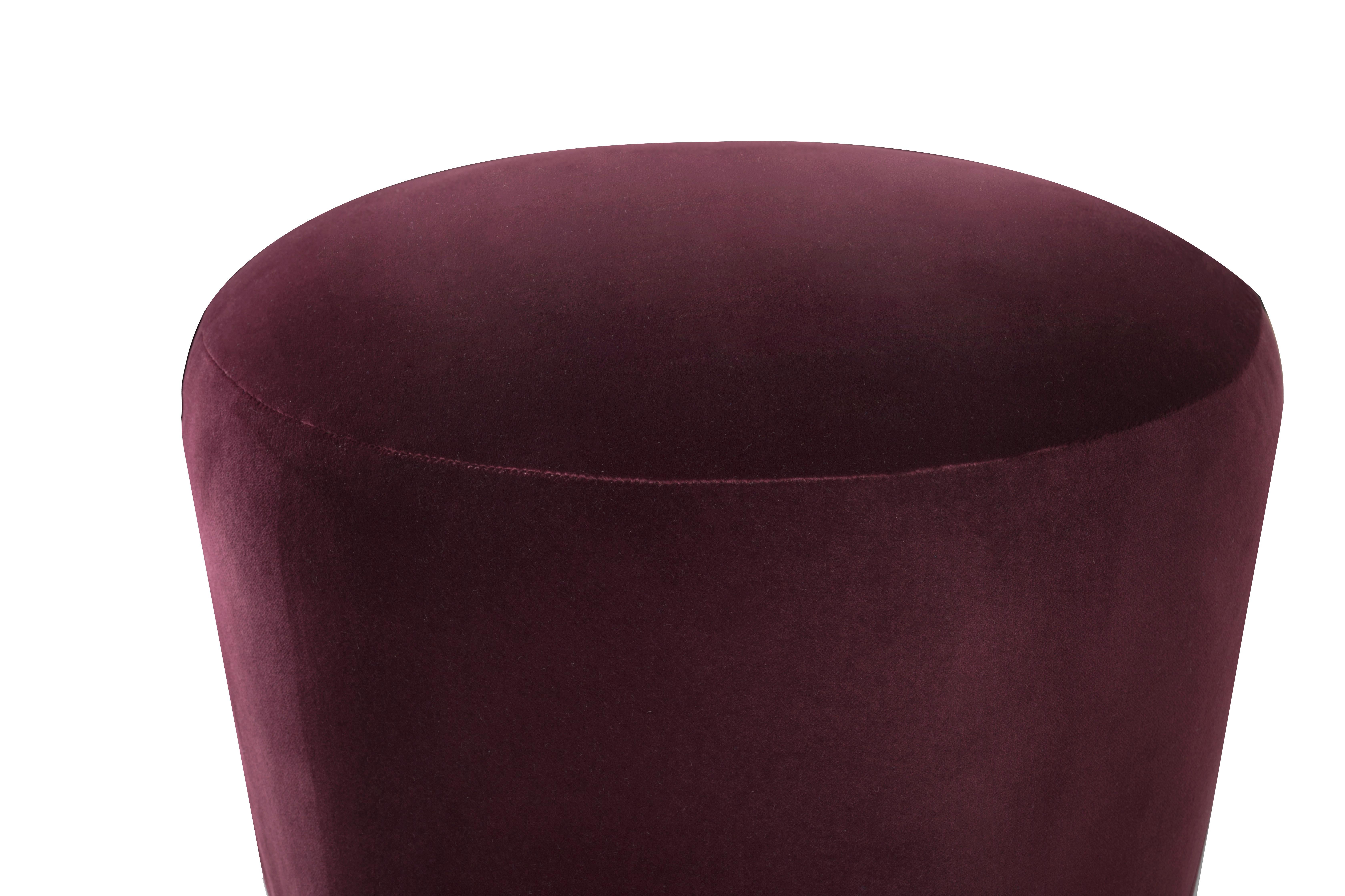 Cotton Nui Stool in Velvet with Matte Brass Base by Brabbu For Sale