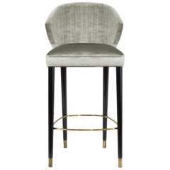 Nuka Counter Stool in Velvet with Gold Details