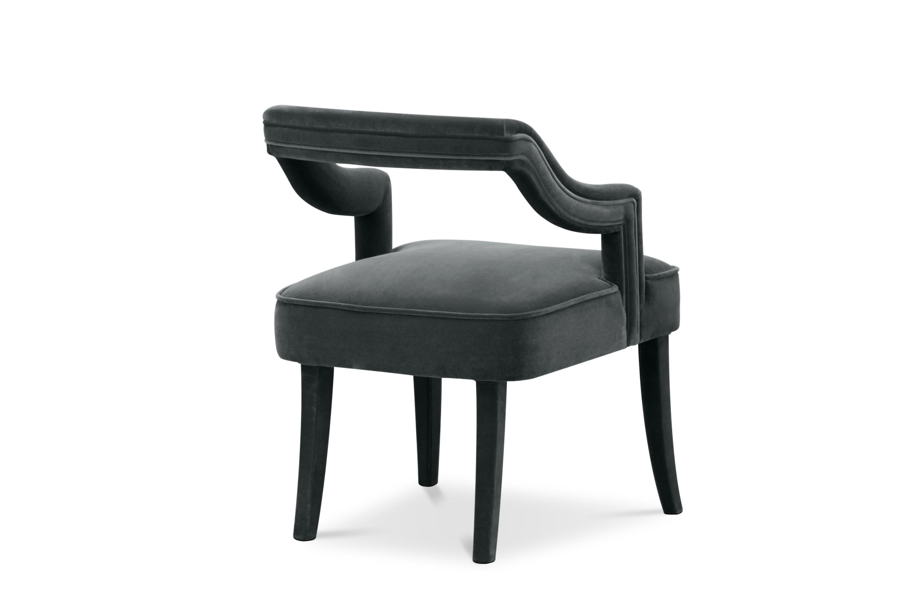 Mid-Century Modern Modern Contemporary Oka Cotton Velvet Dining Chair by Brabbu For Sale