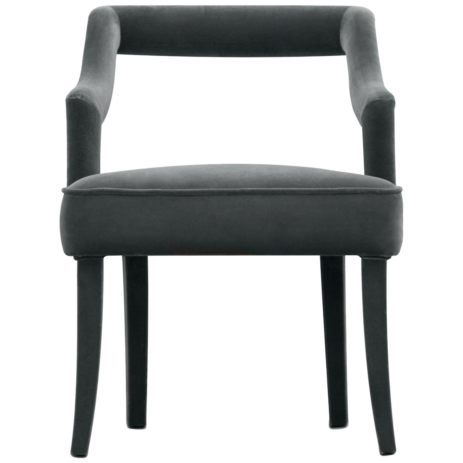 Modern Contemporary Oka Cotton Velvet Dining Chair by Brabbu For Sale