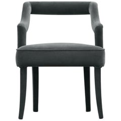 Modern Contemporary Oka Cotton Velvet Dining Chair by Brabbu