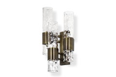 Ombak Sconce in Aged Brass with Brown Glass Diffuser