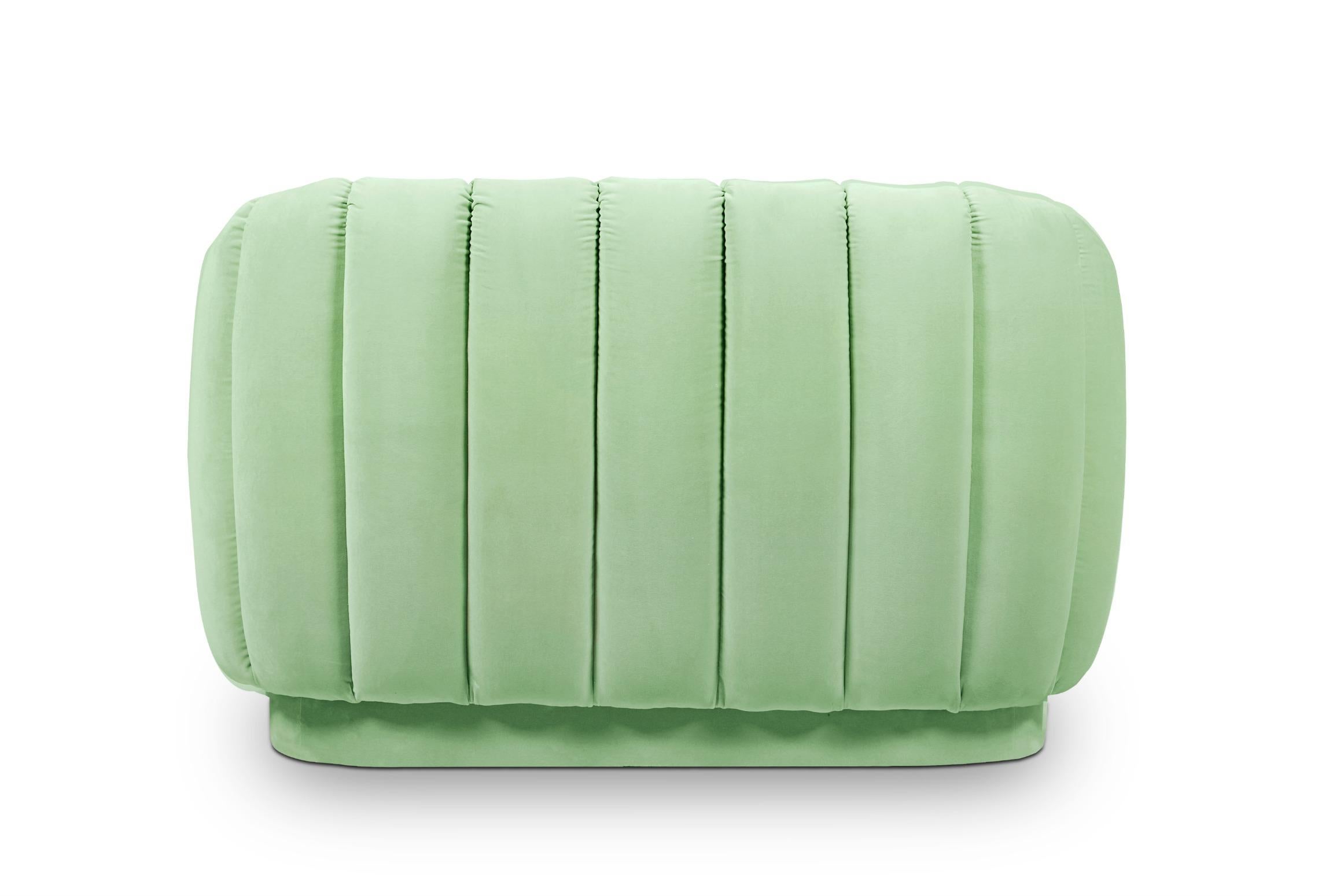 mint green velvet sofa
