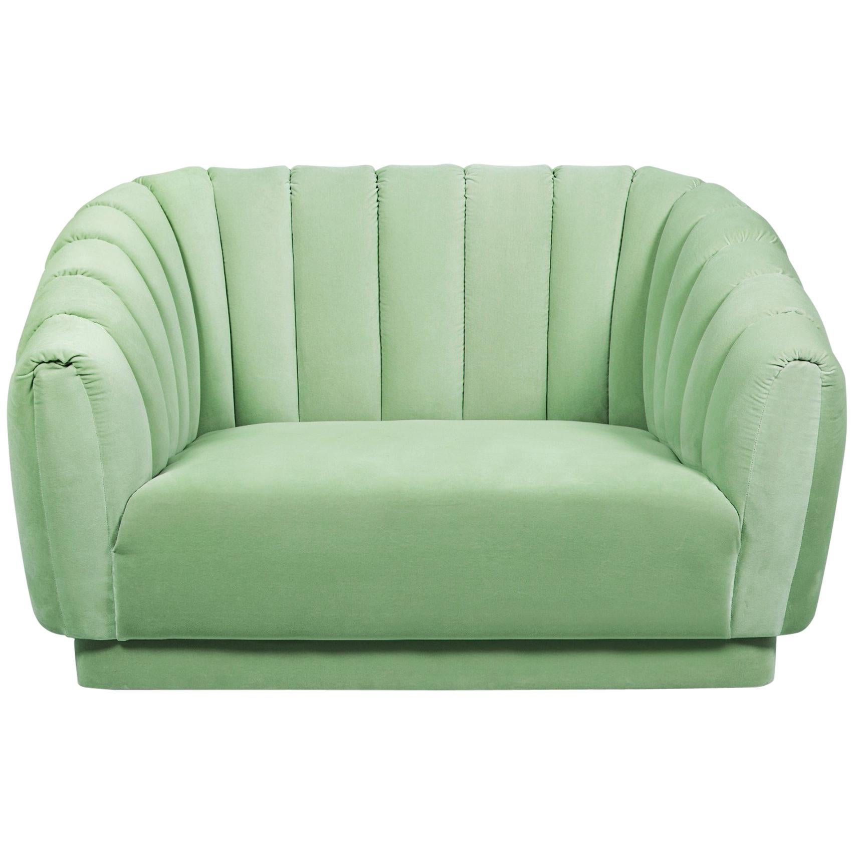 Oreas Single Sofa in Cotton Velvet And Fully Upholstered Legs For Sale