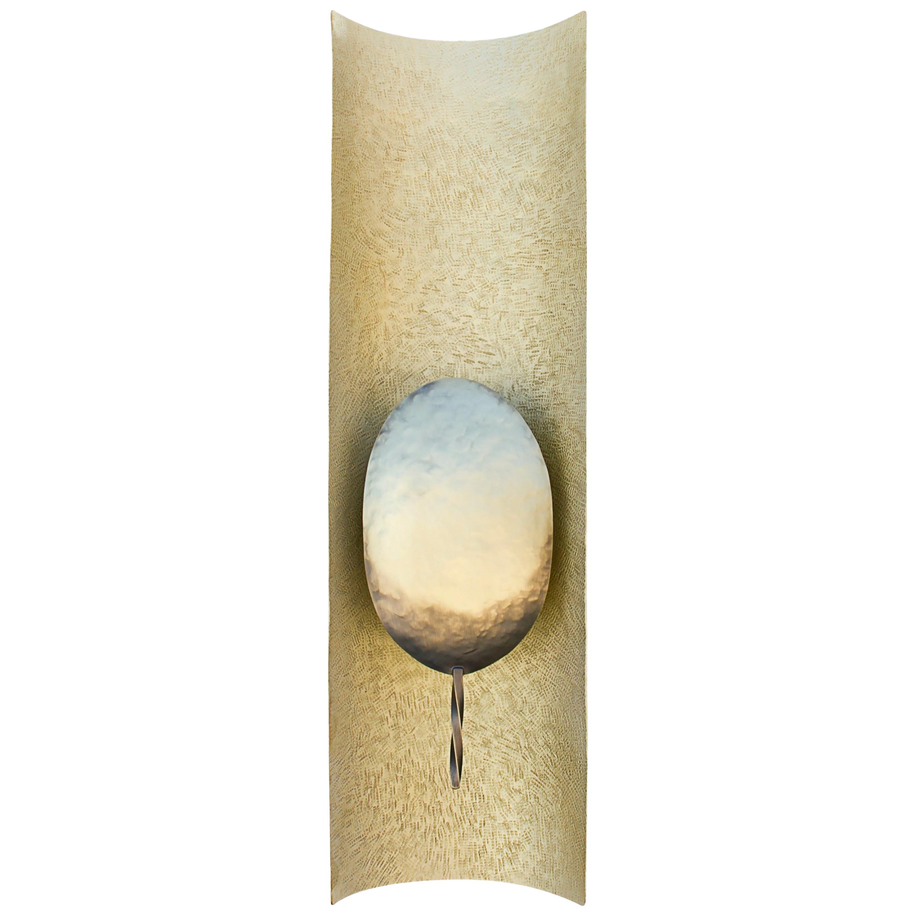 Panji Wall Light with Hammered Brass Finish With Matte Varnish by Brabbu For Sale