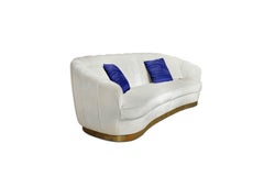 Pearl Sofa in Cotton Velvet with Vintage Brass Base