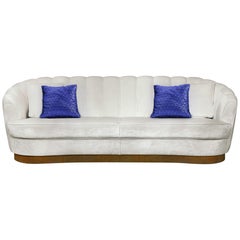 Pearl Sofa in Cotton Velvet with Vintage Brass Base