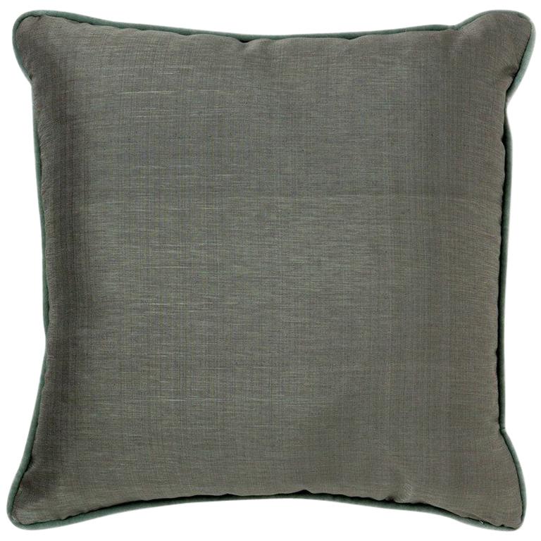2 Brabbu Piccadilly Pillow in Green Linen For Sale