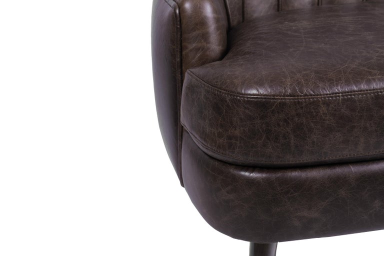 Plum Armchair In Genuine Chocolate Brown Leather For Sale At 1stdibs