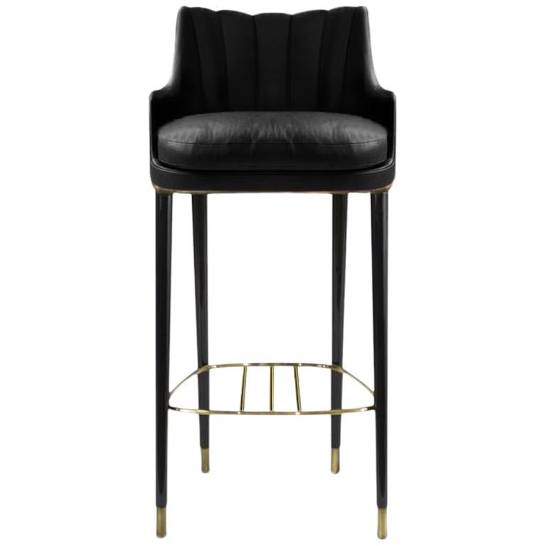 Plum Bar Chair In Leather With Brass, How Do I Know If Need Counter Or Bar Stools In Autocad