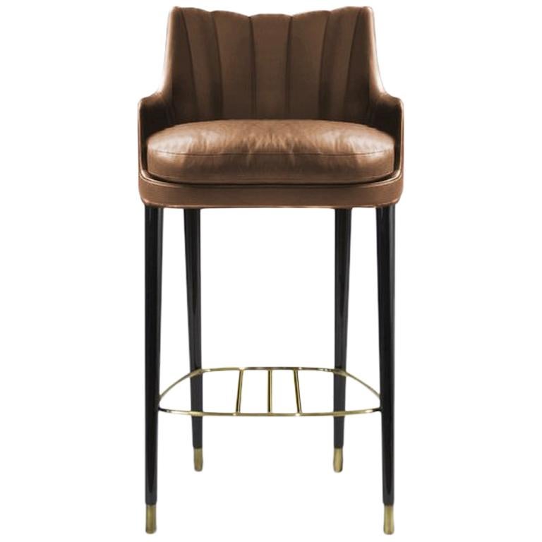 Brabbu Plum Counter Stool in Light Brown Faux Leather For Sale at 1stdibs