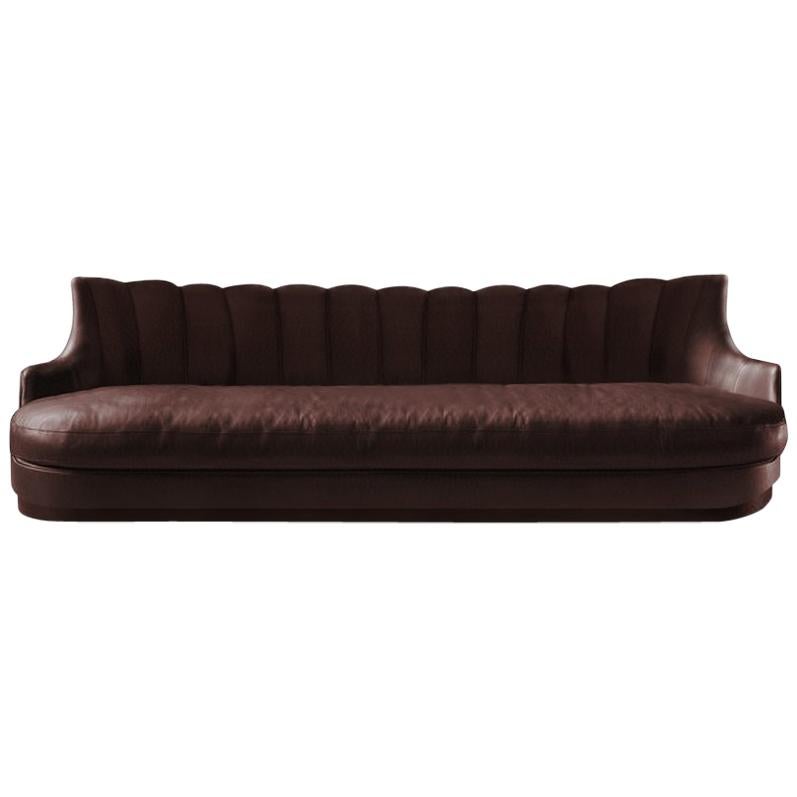 Plum Sofa in Faux Leather And Fully Upholstered Legs For Sale