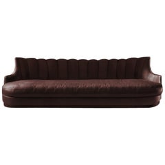 Plum Sofa in Faux Leather And Fully Upholstered Legs