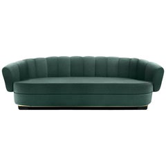 Powel Sofa in Cotton Velvet And Gold Polished Nails