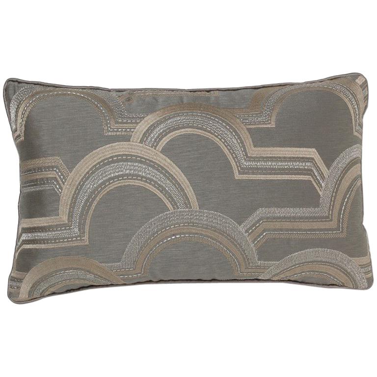Brabbu Rectangular Arco A Volta Pillow in Gray Satin For Sale