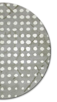 Hand-Knotted Dyed Wool Sami Rug II in Gray with White Dots by BRABBU