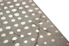 Sami Hand-Knotted Dyed Wool Rug in Gray with White Dots