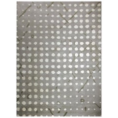 Sami Hand-Knotted Dyed Wool Rug in Gray with White Dots