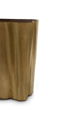 Sequoia Small Side Table in Wood with Brass Base by Brabbu