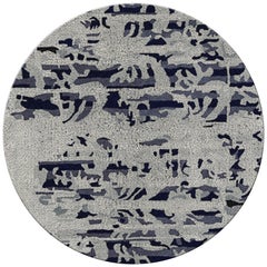 Sudd Circular Hand-Knotted Dyed Wool Rug ii in Gray & Blue