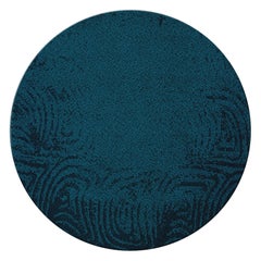  Circular Hand-Knotted Dyed Wool Surma Rug ii in Midnight Blue by BRABBU