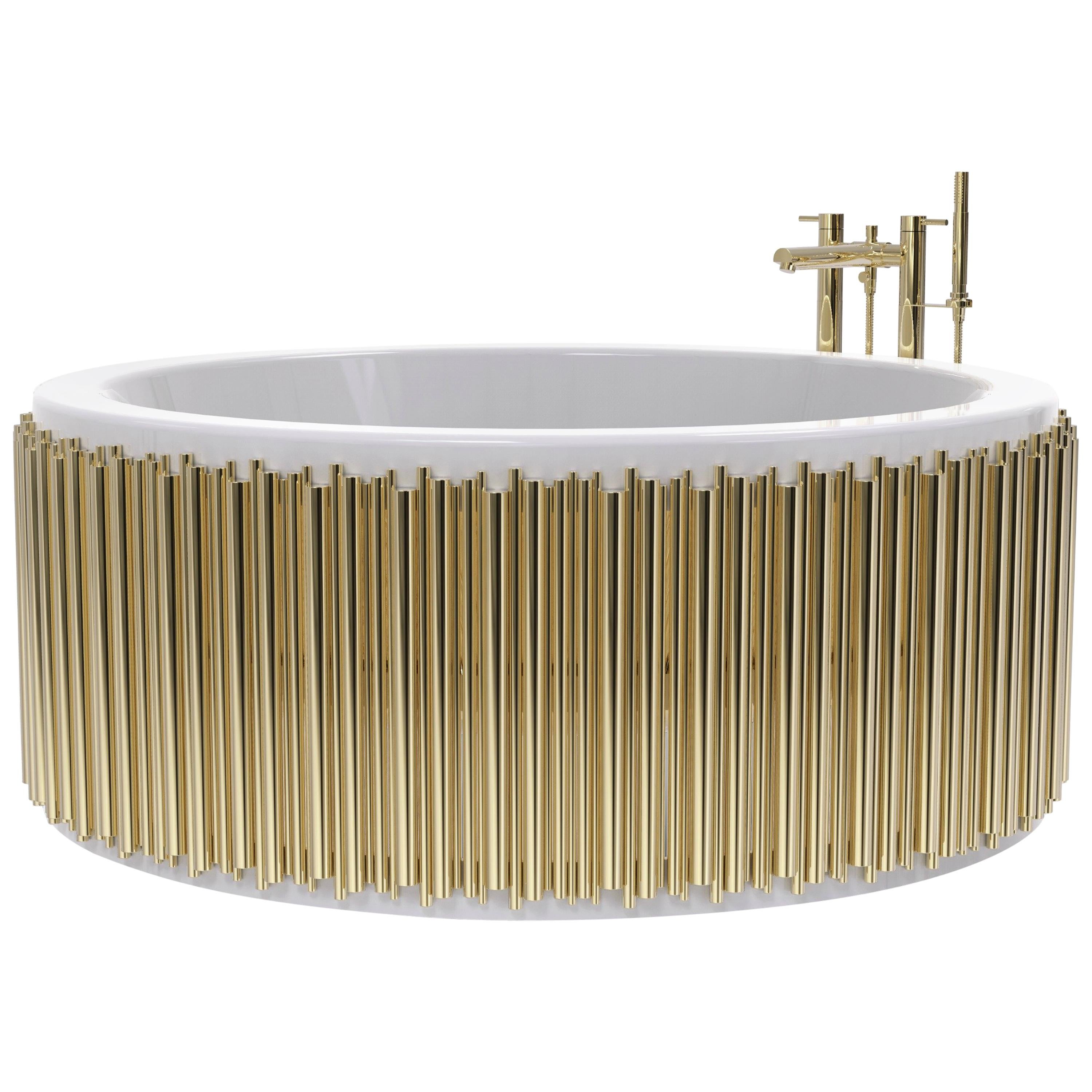 Symphony Bathtub in White with Gold Brass Details