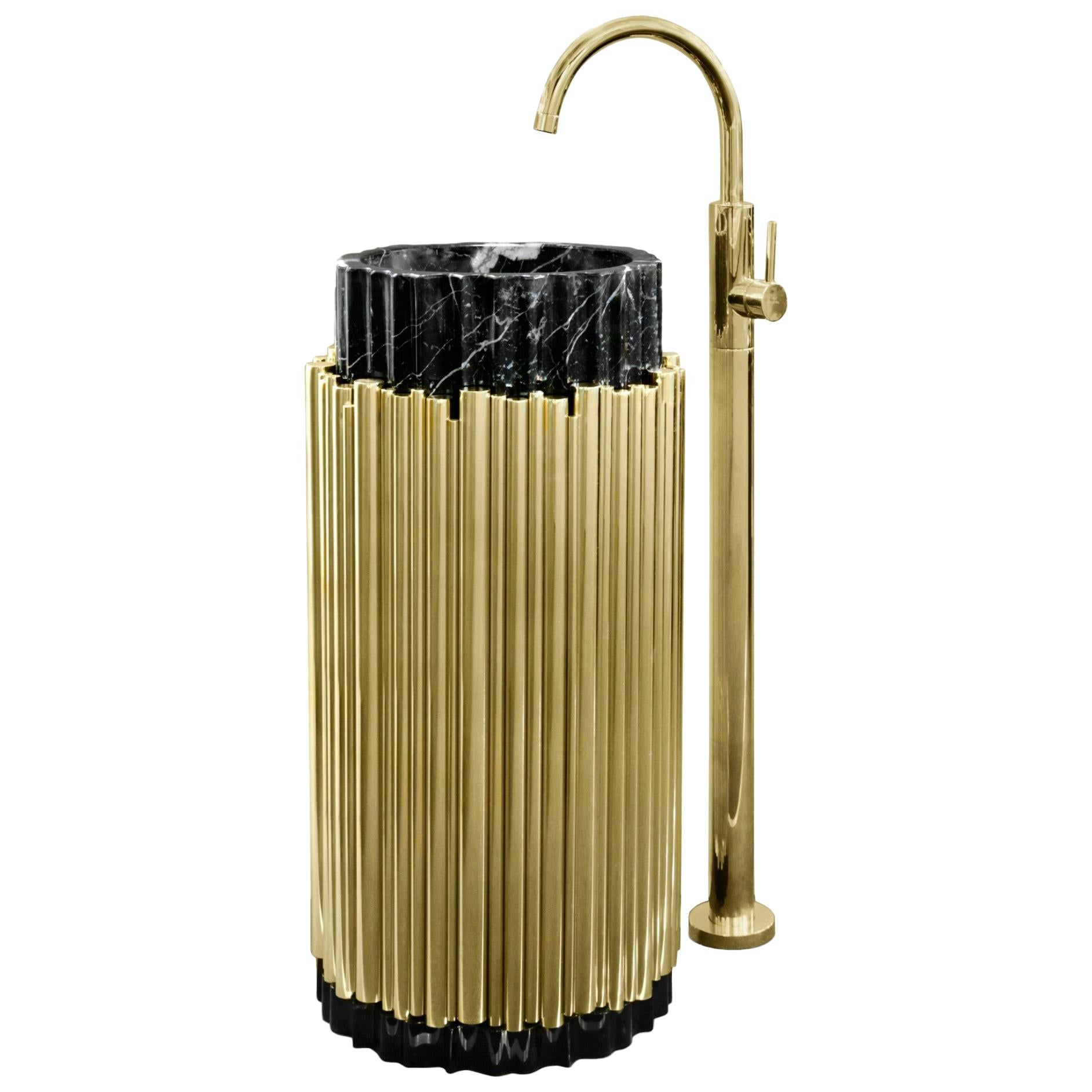 Modern Symphony In Gold-Plated Brass Freestanding by Maison Valentina For Sale
