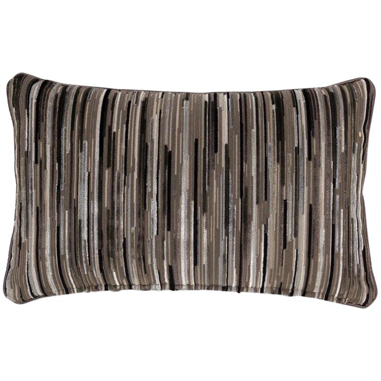 2 Brabbu Tapestry Pillow in Black and Gray Twill For Sale