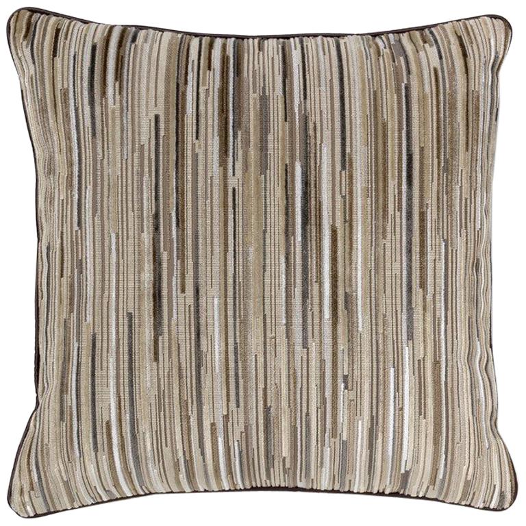 2 Brabbu Tapestry Pillow in Brown and Beige Twill For Sale
