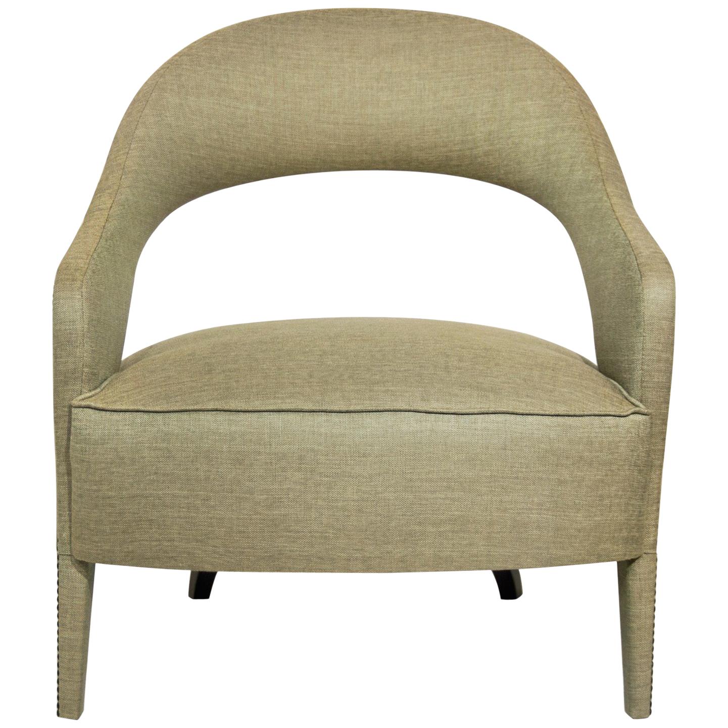 Tellus Armchair With Metal and Wood Detail For Sale