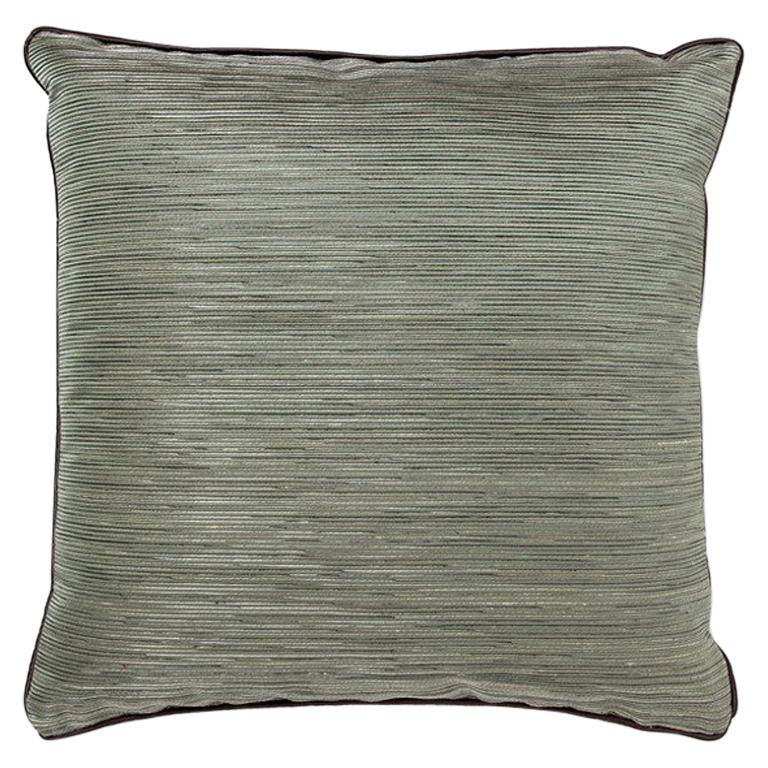 Thunder Pillow in Textured Green Satin For Sale