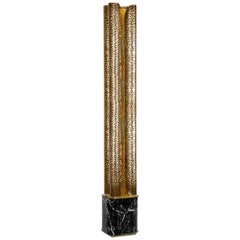 Vellum Floor Lamp in Hammered Aged Brass by Brabbu