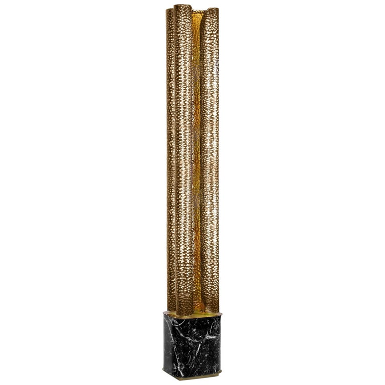 Vellum Floor Lamp In Hammered Aged Brass For At 1stdibs Vellum Floor Lamp In Hammered Aged, Hammered Metal Floor Lamp Gold