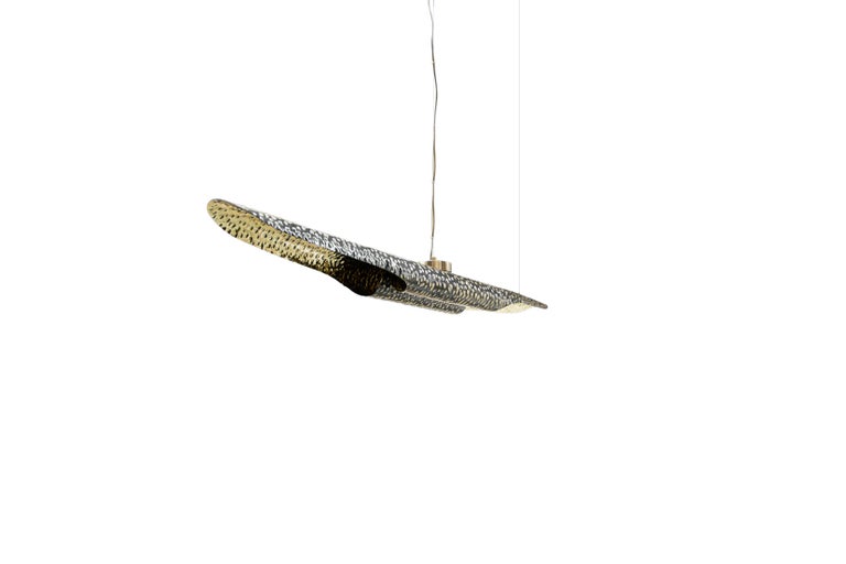 Brabbu Vellum Pendant Light in Hammered Aged Brass For Sale at 1stdibs