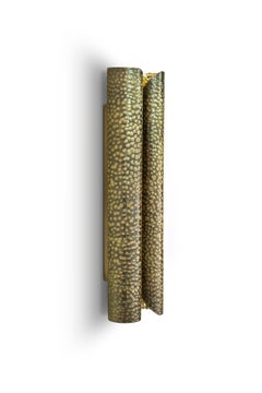 Vellum Sconce in Hammered Aged Brass