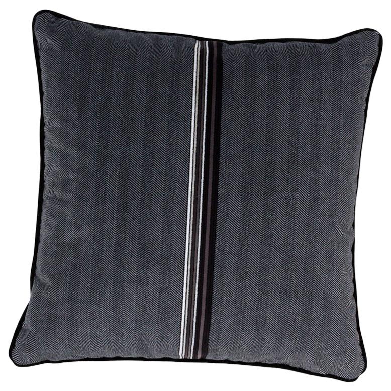 Brabbu Versicolor Pillow in Black Velvet with Stripe For Sale