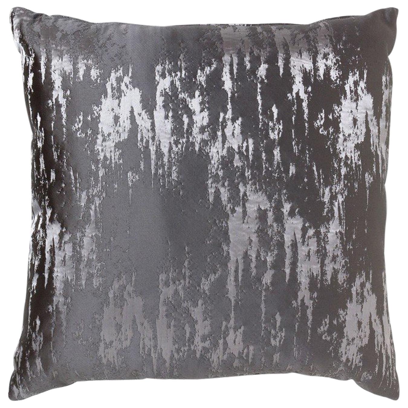 2 Brabbu Vortex Pillow in Gray and Silver Satin For Sale
