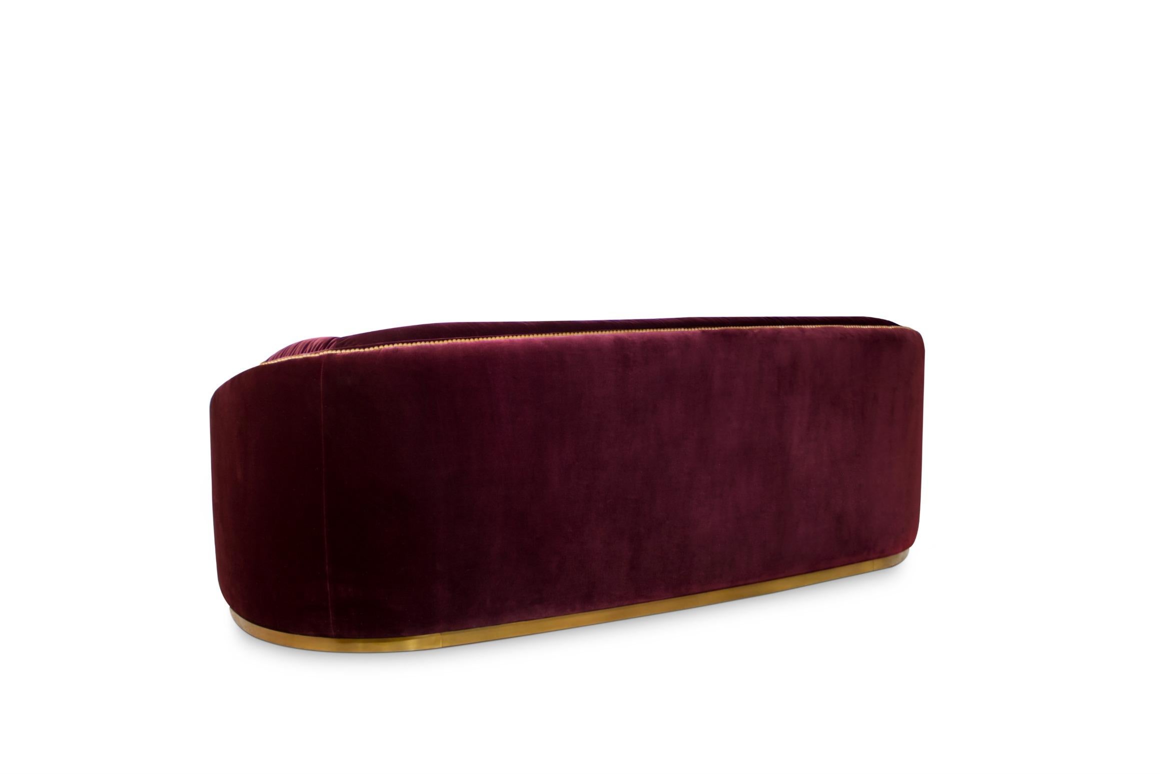 wine colored sofa