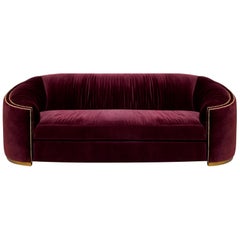 Wales Sofa in Cotton Velvet And Gold Polished Nails