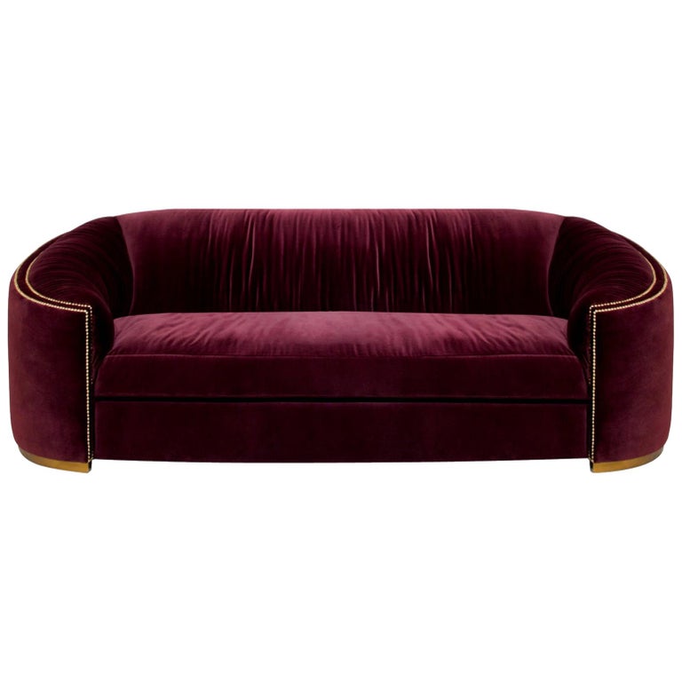 Brabbu Wales Sofa in Wine Colored Cotton Velvet For Sale at 1stdibs