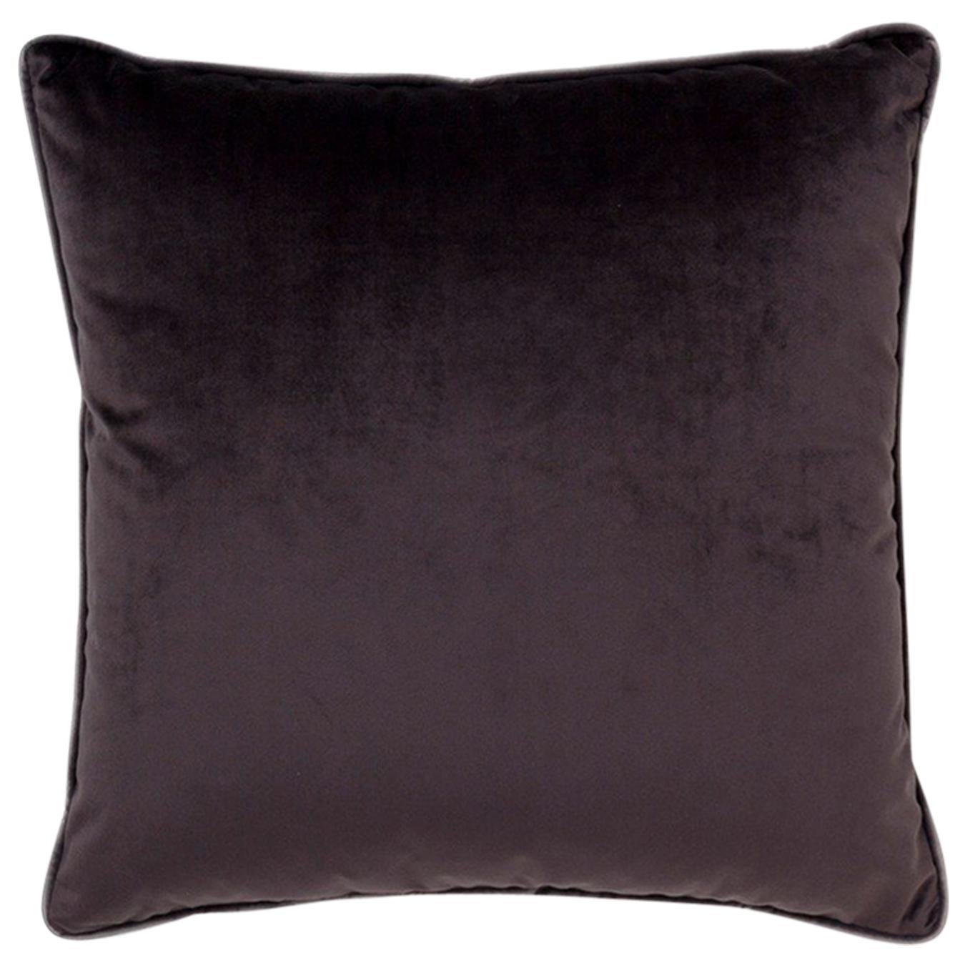 Brabbu Yo Pillow in Charcoal Gray Velvet For Sale
